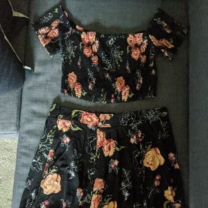 Two Piece Skater Style Black Floral Torrid Dress